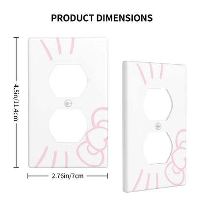Cute Duplex Outlet Covers, Kawaii Wall Decor, Pink Light Switch Cover Wall Plate, Bedroom Decorative, for Fans Girls Kids Birthday Christmas Valentine's Day Gifts, White, 2pcs