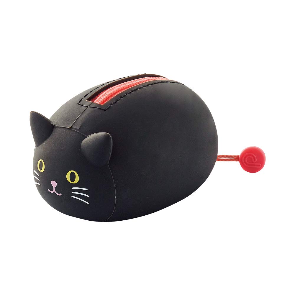 LIHIT LAB PuniLabo Mini Zipper Pouch, Horizontal, 2.2" x 2.7", Black Cat (A7780-3)