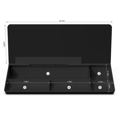 TOWON Black Desktop Whiteboard with todo List Templates, White Board Dry Erase Small for Desk, Glass Reminder Memo Notepad to-do List Dry Erase with Storage, Lined & Free Section, 16x7 Inches