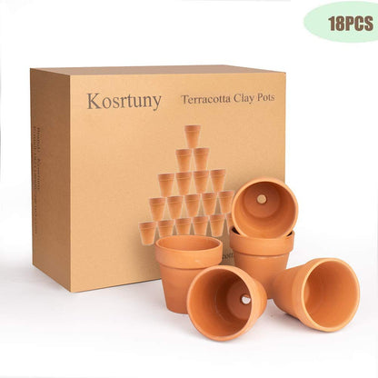 Kosrtuny 3 Inches Terracotta Clay Pots Pack of 26 pcs- Pottery Fleshy Flower Planter with Drainage Hole，for DIY Home and Office Desktop/Windowsill/Ornament Decoration Wedding