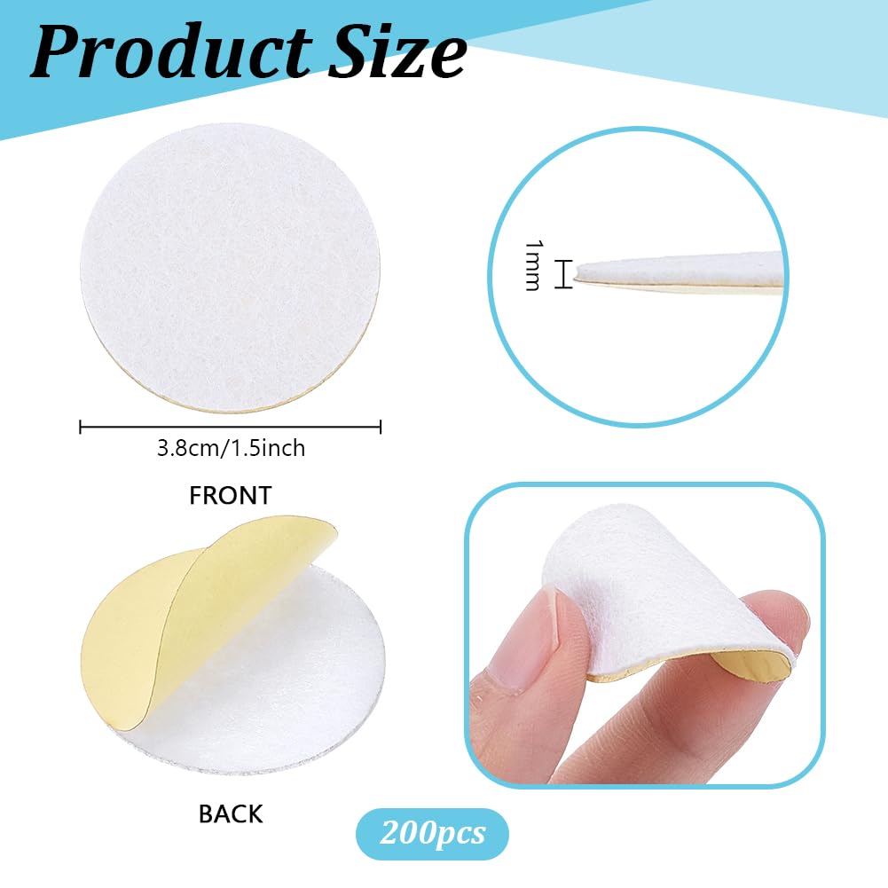 PH PandaHall 200pcs White Felt Circles 1.5 Inch Round Self-Adhesive Felt Pads Craft Stickers for Sewing Handcraft DIY Crafts Halloween Ghost Eyes Home Decor Christmas Ornaments