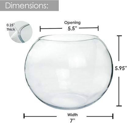Glass Bubble Vase, 6" Height x 8" Width, Set of 4 Glass Fish Bowl Vase, Bubble Bowl vase for Terrarium, Flower Vase Centerpiece