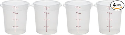 Cambro Food Storage Containers with Lids (BPA-Free) - 4 Quart - Food Grade Buckets with Lids (4 Pack) - For Dough Proofing and Brining (Translucent)
