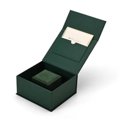 Woodten High-end Faux Leather Jewelry Gift Box with Small Ring Box Greeting Card Small Proposal Engagement Ring Box(Green)