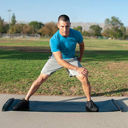 ProsourceFit Slide Board Mat for Exercise 6’ with End Stops, Booties & Carrying Bag for Low-Impact Indoor Home Workouts and Sports Training