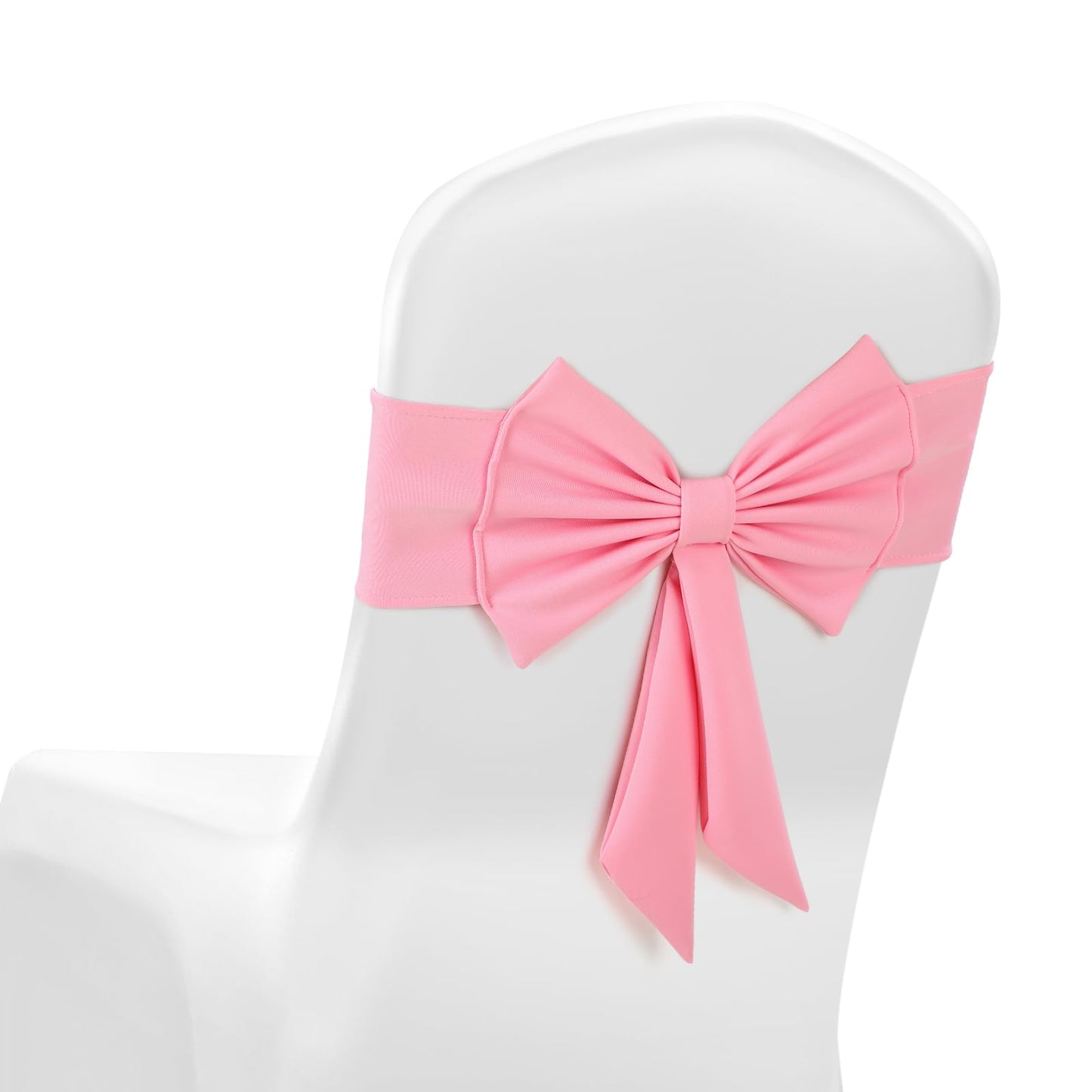 LOYIM 10 Pcs Spandex Chair Sashes for Wedding Elastic Chair Bows Sashes Universal Decorative for Party Baby Shower Ceremony Reception Banquet Decorations(Pink)