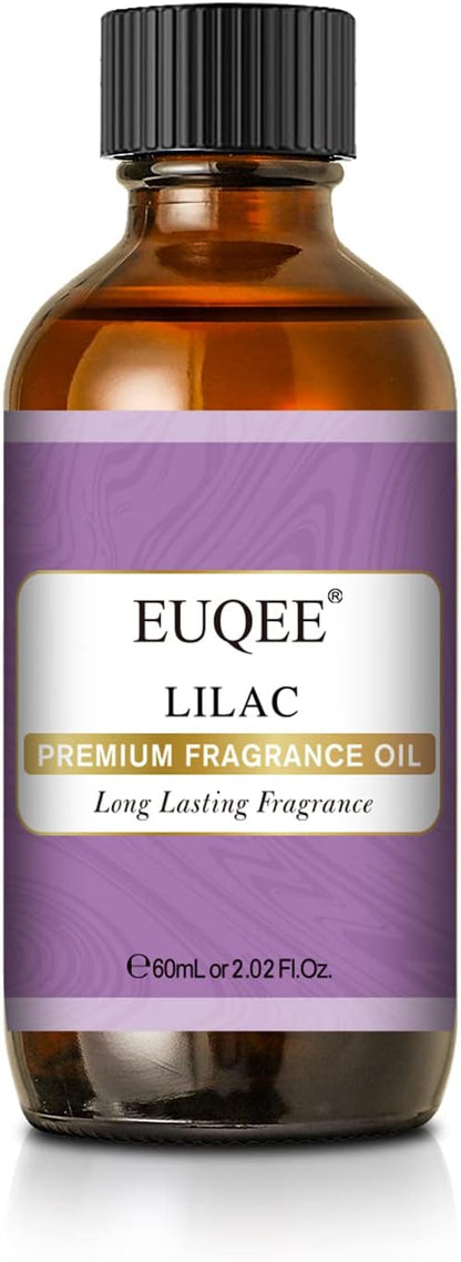 EUQEE Lilac Fragrance Oil, 60ml Premium Lilac Scented Oil Essential Oils with Glass Dropper for Diffusers, DIY Soap & Bath Bombs (2.02 Fl oz)