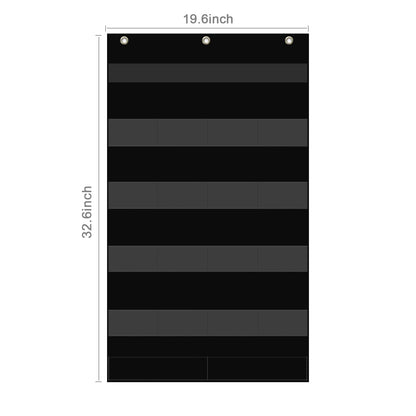 REGELETO Class Jobs Pocket Chart with 17 Pockets and 2 Storage Bags,Class Management Educational Pocket Chart Teacher's Helper Size: 32.6" L x 19.6 H inch Bulletin Board for Classroom (Black)
