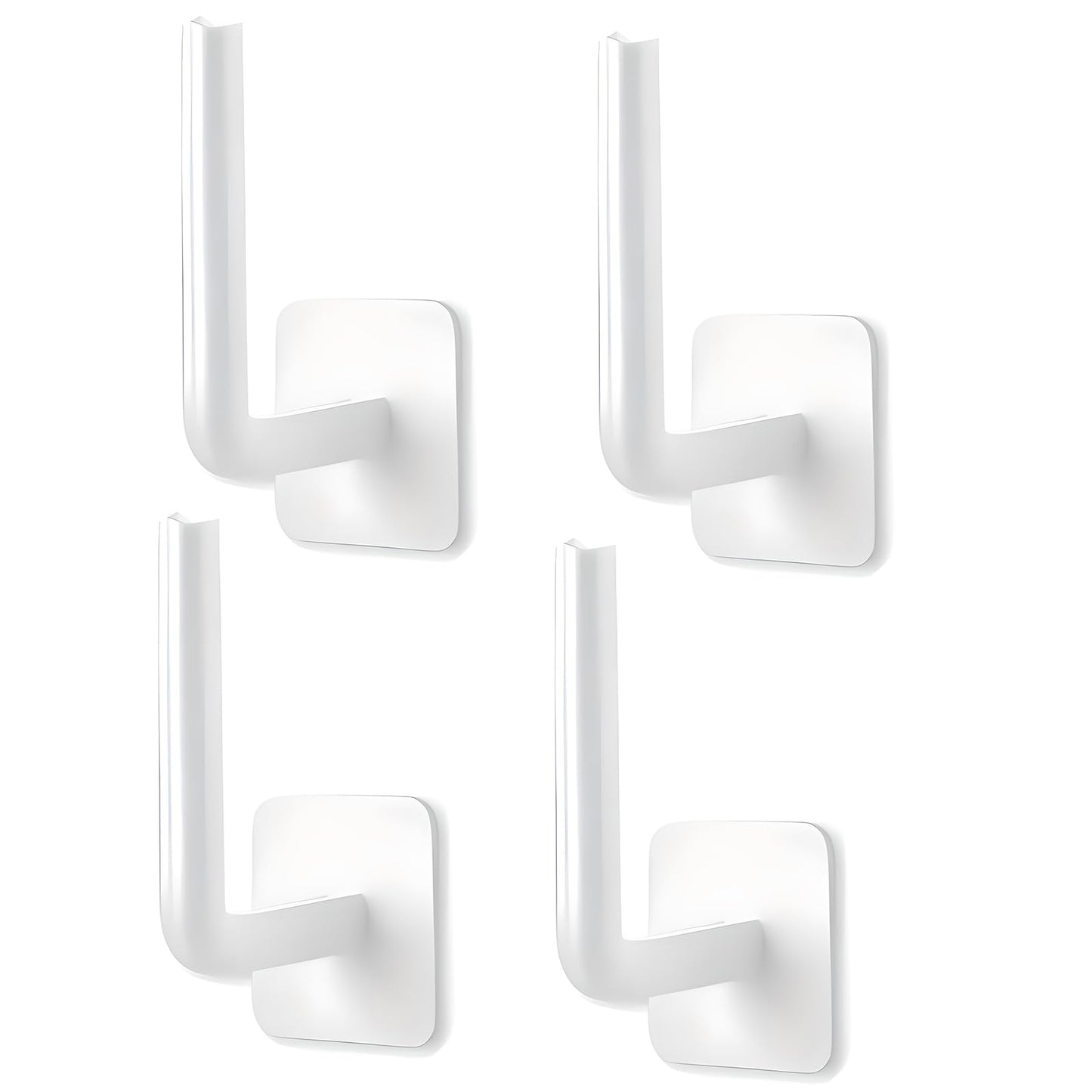 4 Pcs Curtain Holders, Self-Adhesive Hooks, L-Shaped Curtain Holdbacks, No Drill Curtain Pull Backs for Kitchen Living Room Office