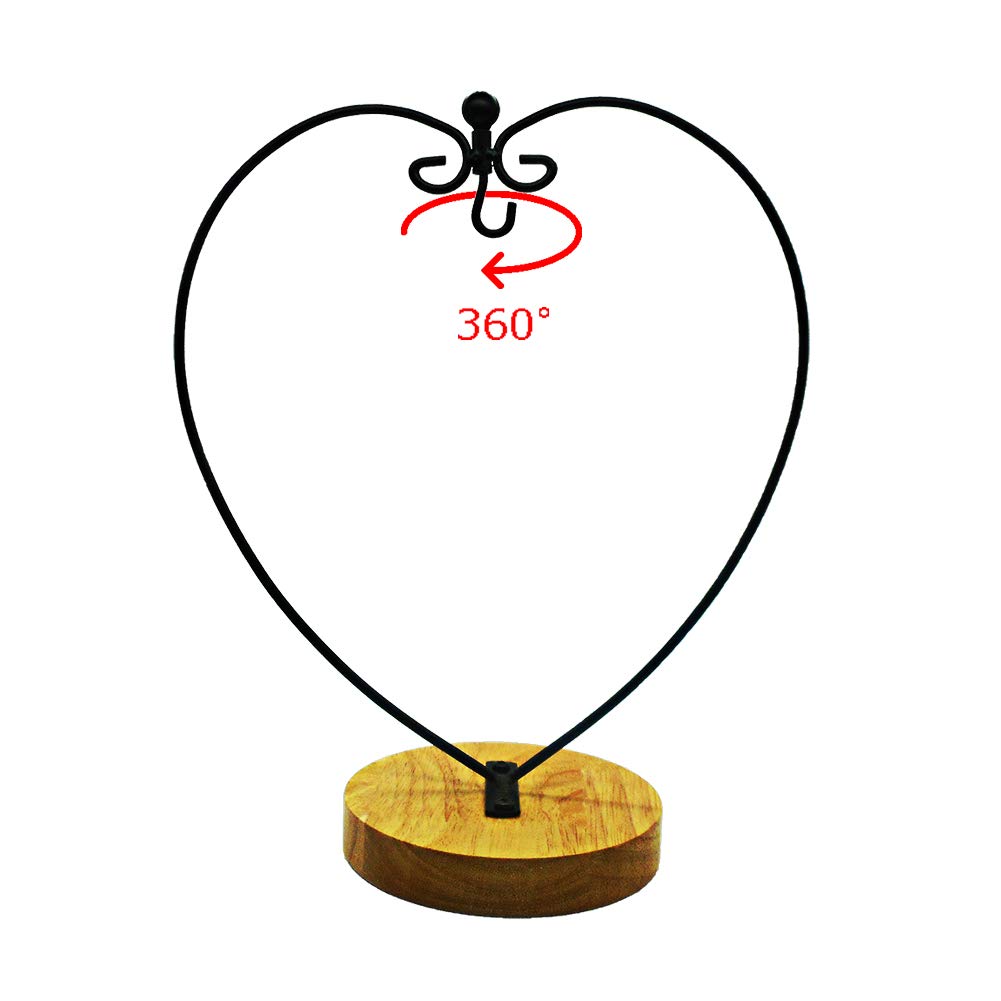 YY YEARCHY Ornament Stand Display Metal Stand Air Plant Stand Flower Pot Holder Iron Pothook Stand for Hanging Glass Globe Ball (Heart round wood 2Pcs)