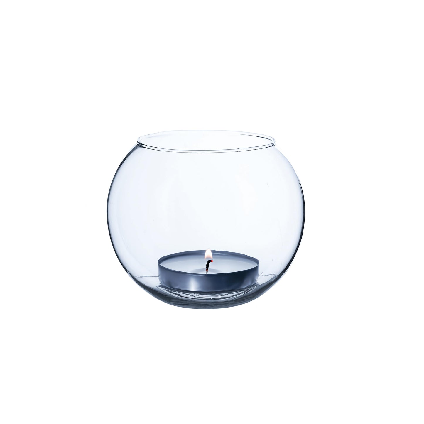 WGVi Clear Glass Tea Light Votive Candle Holder, Width 3", Height 2.5", Small Globe Bubble Bowl Round Vase, Tabletop Décor Container Terrarium, 1 Piece