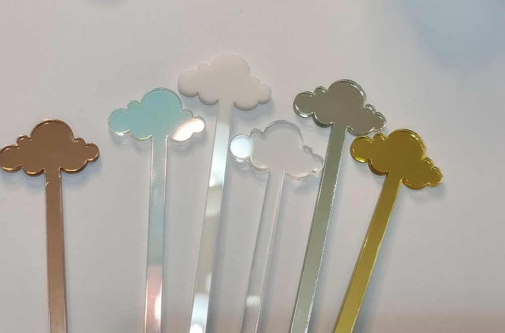 Cloud Drink Stirrers,Acrylic Stir Sticks for Engagement Party,Party Decor,Baby shower,Bridal Shower,Birthday (White)