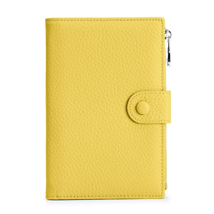 Leather Passport Holder for Women, Slim RFID Blocking Travel Wallet, Compact Passport Wallet with Zippered Coins Pocket and SIM Slots, Ladies Passport Cover Case
