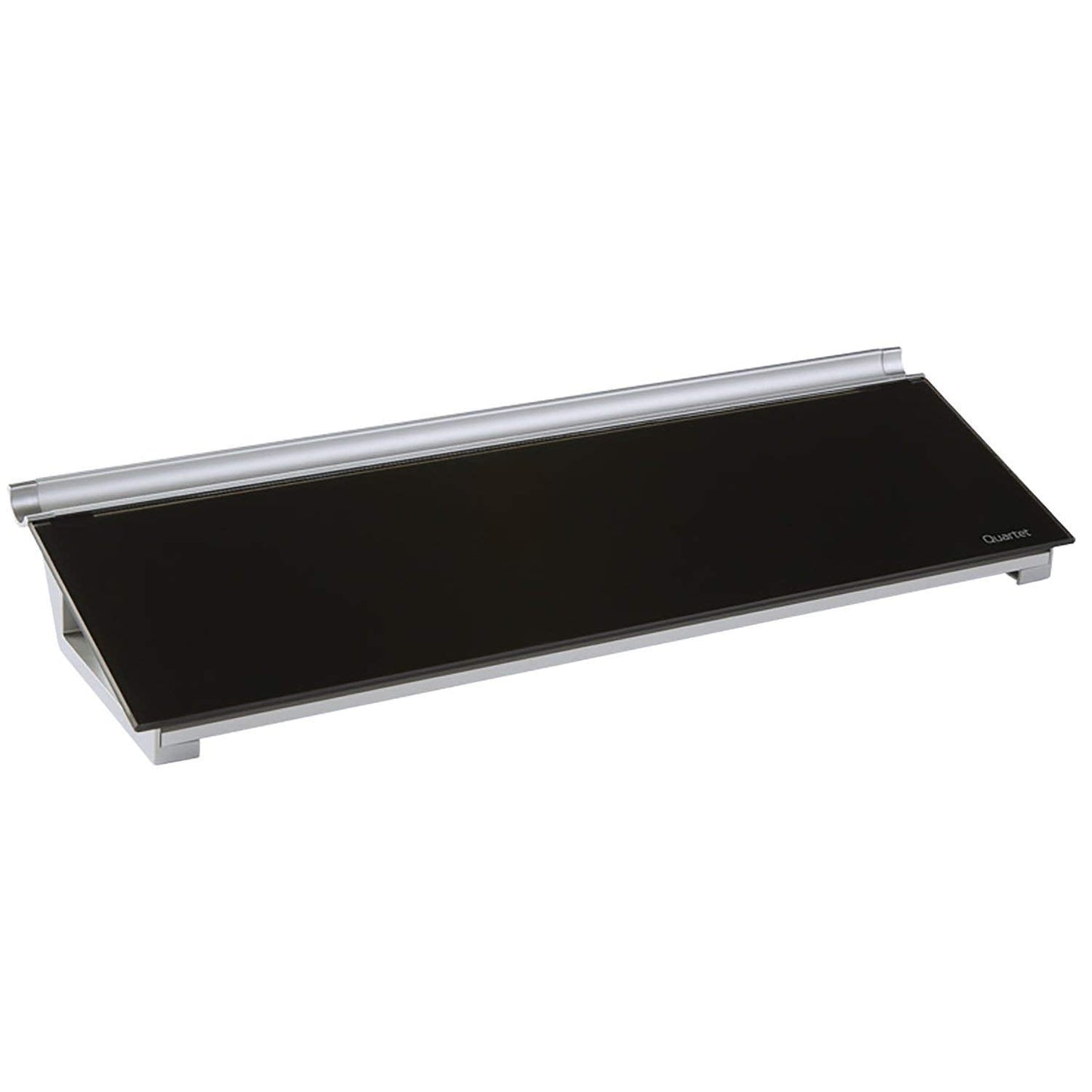 Quartet Glass Dry Erase White Board, Desktop Computer Pad for Notetaking, 18" x 6" Whiteboard, Clean Erase Surface with Storage, 1 Dry Erase Marker, Black Surface (GDP18B)