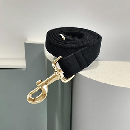 Love Dream Velvet Dog Collar and Leash Set, Soft & Comfy Adjustable Dog Leash and Collar with Heavy Duty Metal Buckle for Small Medium Large Dogs Training & Walking (Large, Black)