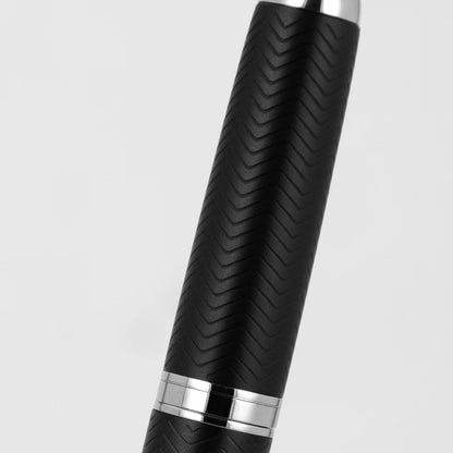 Jinhao 10 Press Fountain Pen with Box, Wavy Matt Black Chromium Retractable Extra Fine Nib with Ink Converter Set (Silver Clip)