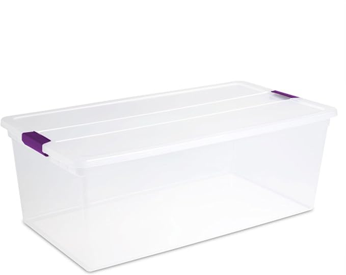 Sterilite 4-Pack 110 Quart ClearView Latch Box, Stackable Organizer Bins with Latching Lids - Clear Plastic Organization Containers for Closet, Bedroom, Shelving Units and Everyday Home Storage