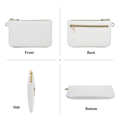 GM LIKKIE Wristlet Purse for Women, Evening Clutch Purse with strap for Party and Prom, Beach Bag for Summer (White PU Leather)