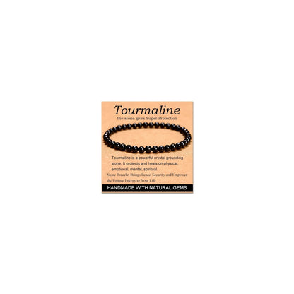 CHELYQST Black Tourmaline Bracelet - Stone of Super Protection,Stretch Natural Stone Crystal Beads Jewelry Gifts for Women Men Unisex Adult,4mm