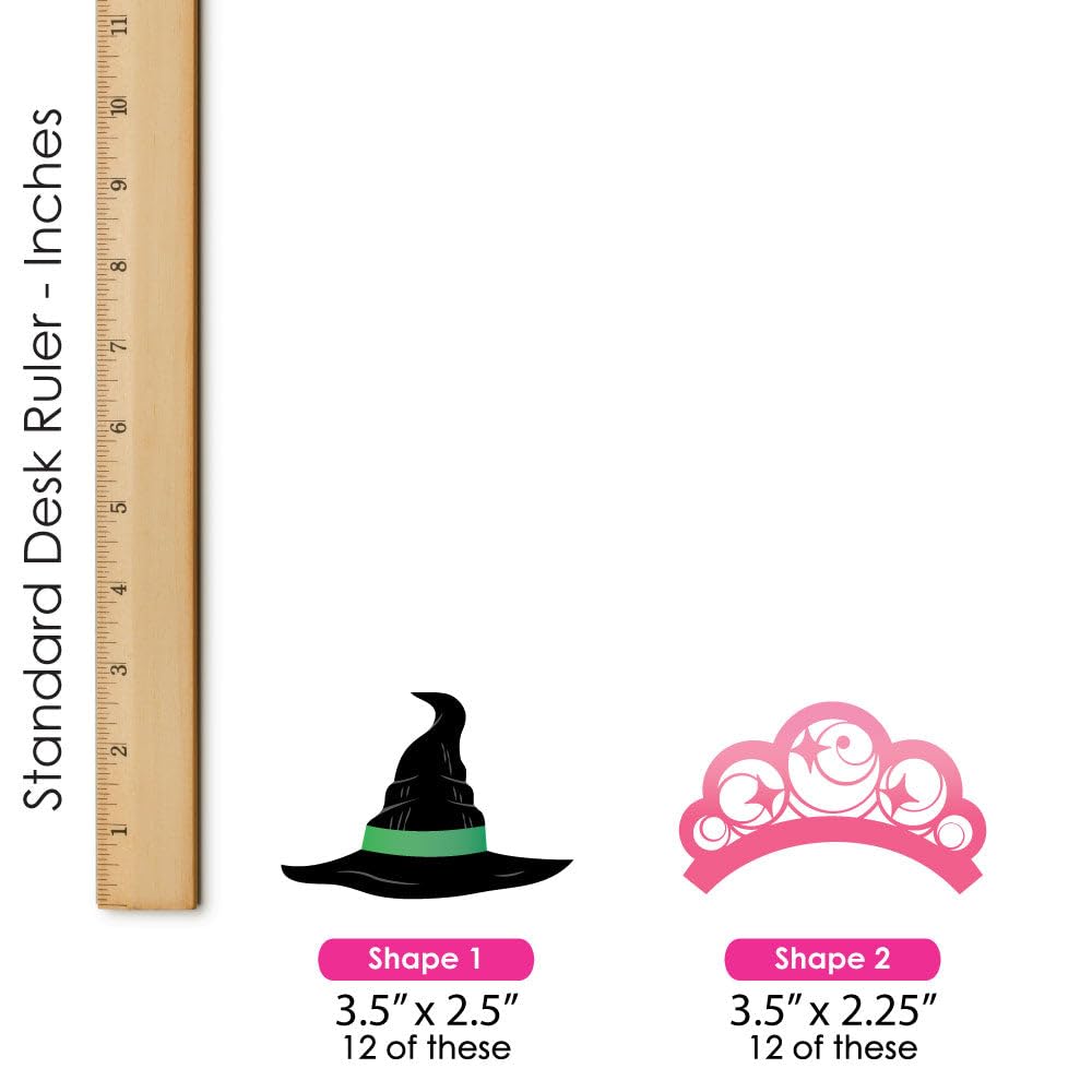 Big Dot of Happiness Witch Cupcake Decoration Kit, Good Pink and Green Birthday or Witch Halloween Party Cupcake Wrappers and Treat Picks - Set of 24