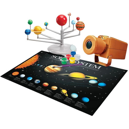4M - STEAM Space Exploration - Build & Paint Solar System Planetarium Model, Assemble Space Toys Projector with Slides, Includes Glow Stars & Poster - Educational Science Planet Toys Kit, Kids Ages 5+