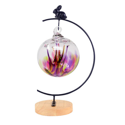 YY YEARCHY Rustic Ornament Display Stand with Rabbit Decoration Air Plants Holder Terrariums Hanging Planter Stand Iron Wire Hanging Pot Hook for Home Decor Ornaments Glass Globe Witch Ball