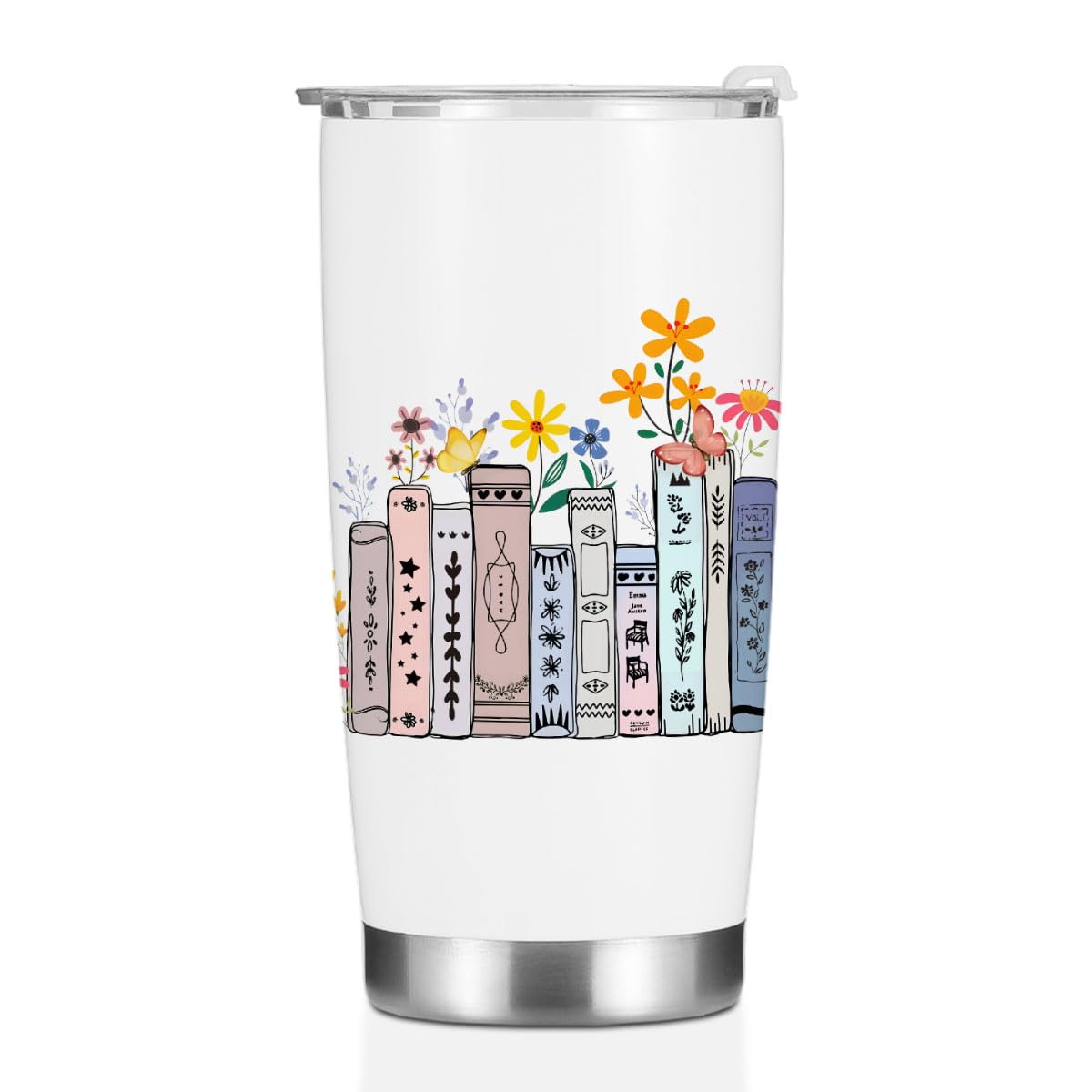 Book Lovers Gifts, Tumbler, Cute Stainless Steel Coffee Mug with Lid, 20 oz Insulated Thermal Cup Birthday Christmas Halloween Reading Book Accessories, Librarian Gifts for Women Daughter Wife
