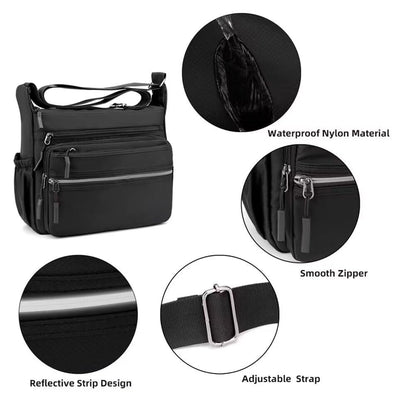 MINTEGRA Crossbody Bag for Men Multi-pocket Messenger Bag Nylon Waterproof Shoulder Bag Daily Travel Bag Lightweight Satchel
