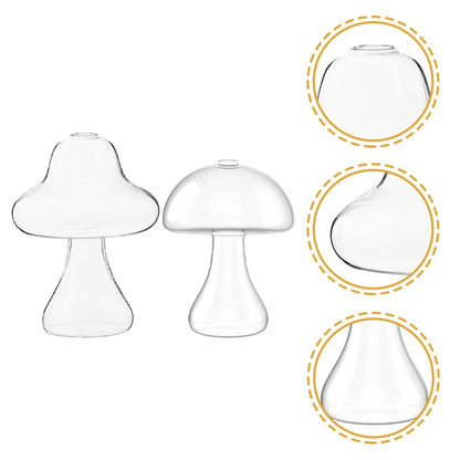 Zerodeko 2pcs Mushroom Shaped Glass Vases for Flowers Small Hydroponic Terrarium Plant Holders Decorative Office and Home Décor Containers