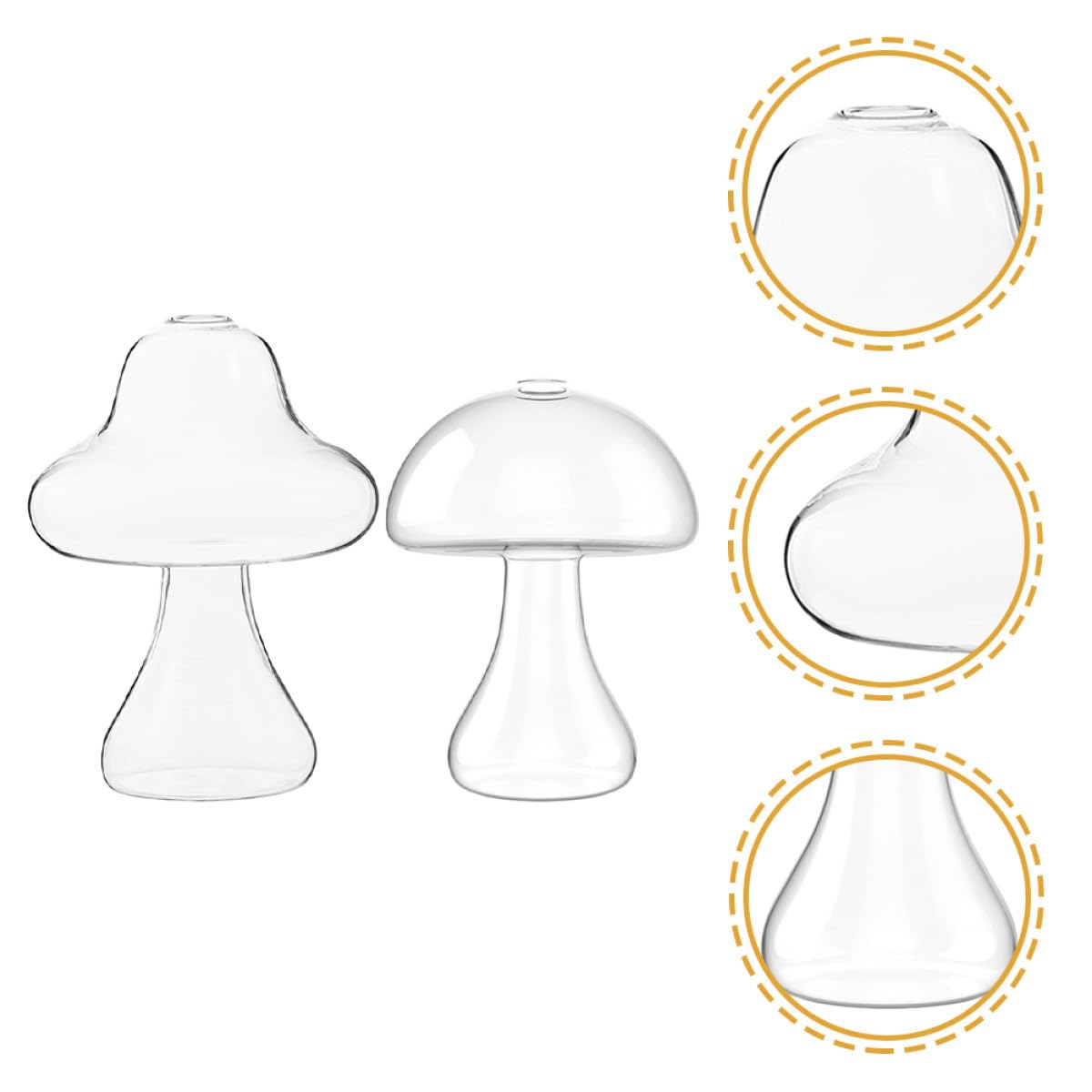 MALUGOGO 2pcs Glass Mushroom Vase Hydroponic Plant Vases Desktop Flower Pot Terrarium for Indoor Home Office Décor
