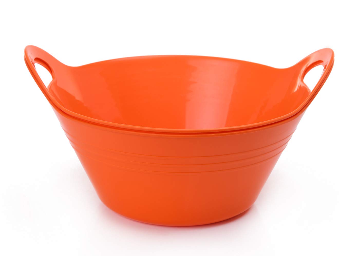 Mintra Home Plastic Bowls – Ideal for Popcorn, Cereals, Snacks, Kitchen Use & Halloween Trick or Treats Candies – Durable, Lightweight, Dishwasher Friendly, 4.5L w/Handles, Orange, 11.25W x 5H, 2 Pack