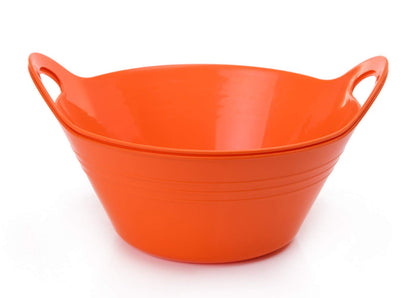 Mintra Home Plastic Bowls – Ideal for Popcorn, Cereals, Snacks, Kitchen Use & Halloween Trick or Treats Candies – Durable, Lightweight, Dishwasher Friendly, 4.5L w/Handles, Orange, 11.25W x 5H, 2 Pack