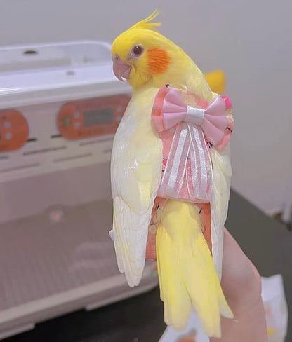 Bird Flight Suits Diapers, Parrot Diapers for Monk Parakeets, Cockatiels, Parrot Clothes Costume, Bird Training Nappy Suit Liners Clothes (Small,Light Pink)