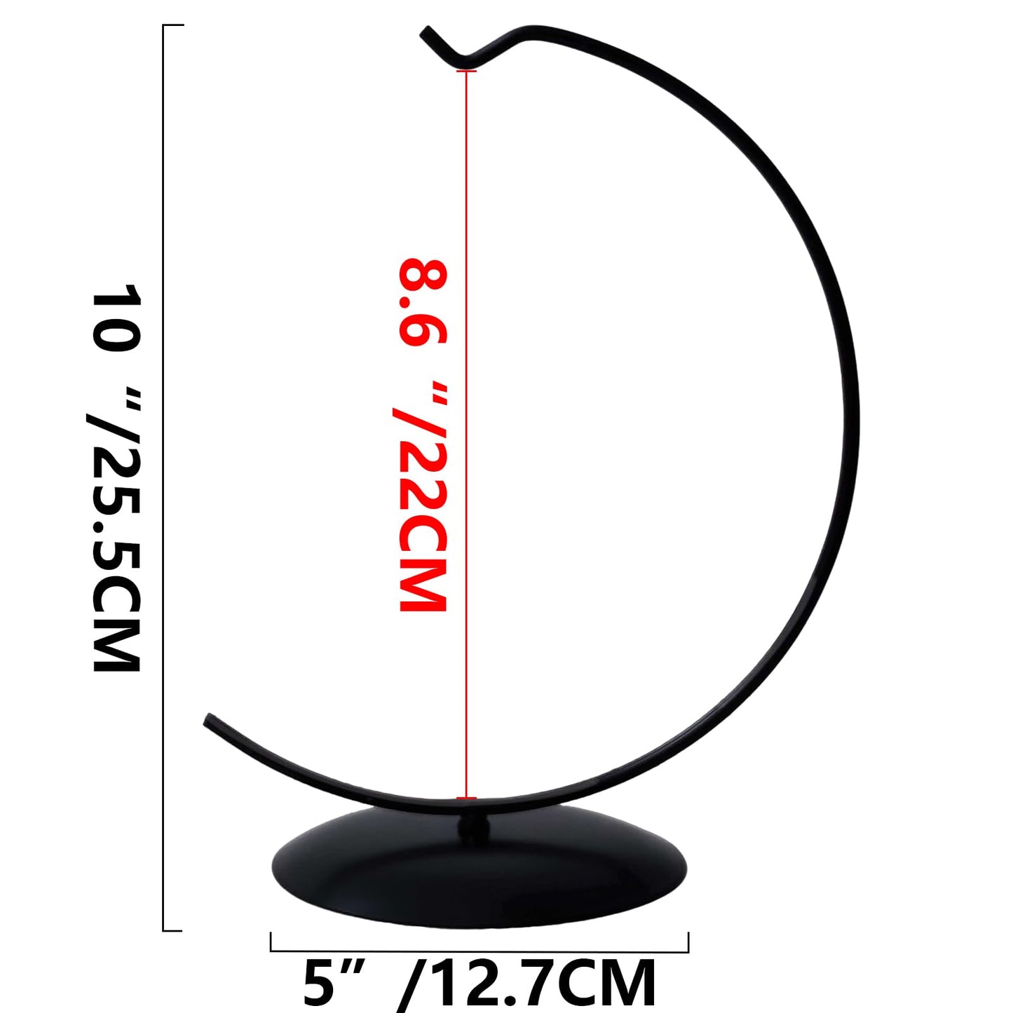 YY YEARCHY Ornament Display Stand Large for Hanging Glass Globe Ball Air Plant Flower Holder Metal Round Decorative (1, Black, 10"x5")