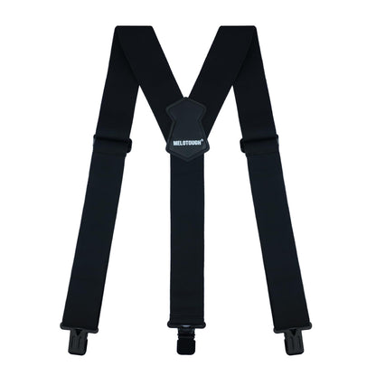 MELOTOUGH Black Y Back Suspenders for Men, 2 Inch Wide, Heavy Duty Clips, Work Suspenders for Women