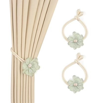 SUQ I OME Lotus Flower Curtain tiebacks holdbacks Holder for Curtain Decoration in Summer for Bedroom Decorations (Green)