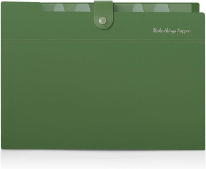 SKYDUE Expanding File Folders with 8 Pockets, Accordion File Organizer with Labels, Portable Paper Bill Receipt Organizer, Letter Size, Home School Office Supplies, Olive Green