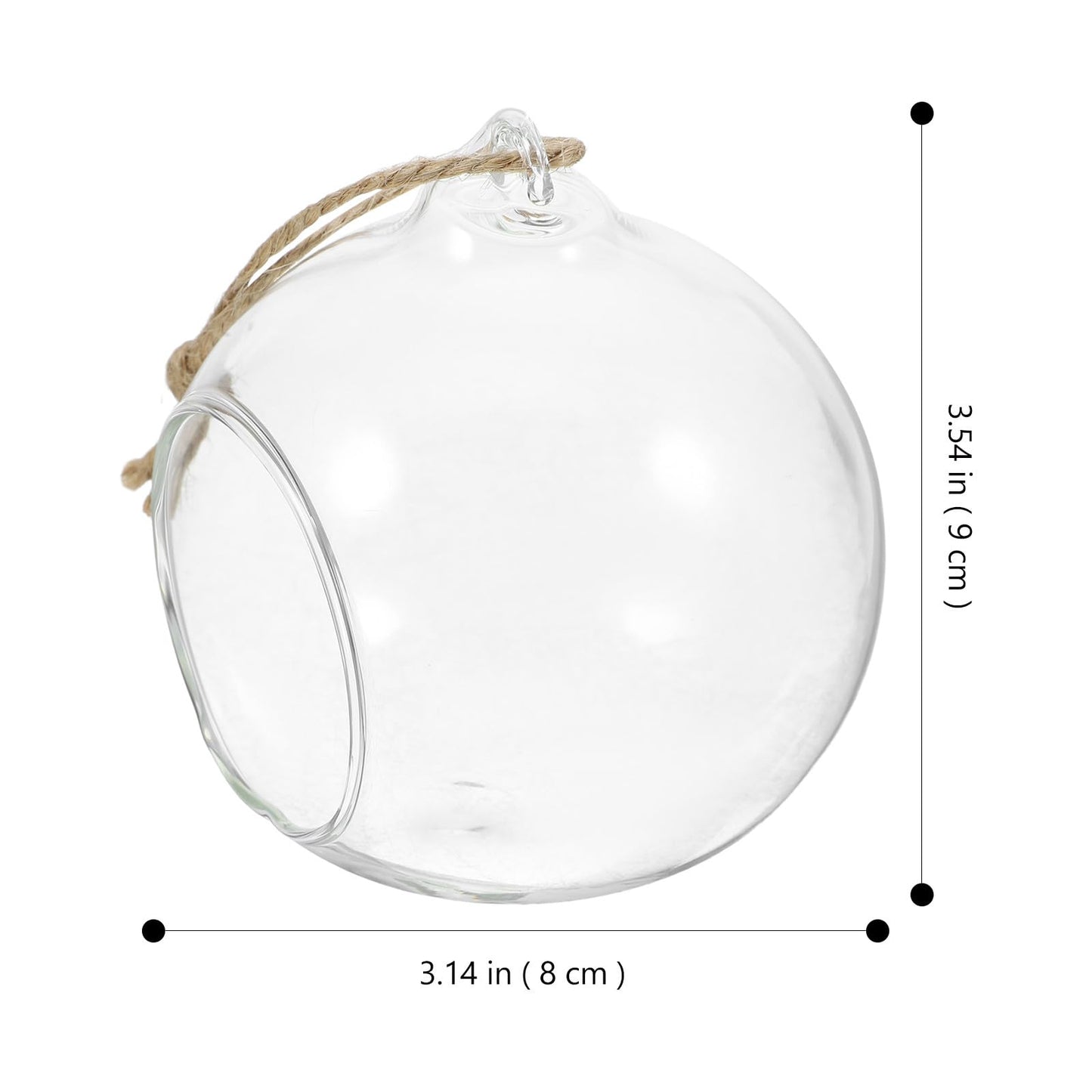 VICASKY 5pcs Hanging Glass Tealight Holders Sphere Ball Candle Holders with 8cm Opening and 1.2m Jute Rope for Indoor Home Décor and Plant Terrariums