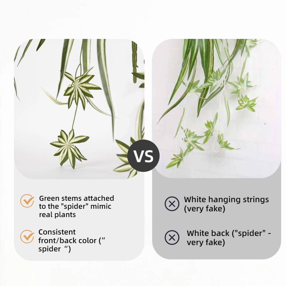 Sousi Artificial Spider Plant Silk Faux Chlorophytum Comosum Greenery Fake Spider Hanging Plant Decor for Outdoor Indoor Home Garden Office Summer Decoreation 3Pcs(23.62'')
