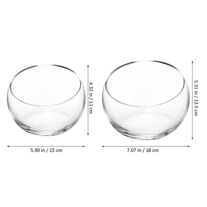 GANAZONO Succulent Planter Pot Set of 2 Half-Round Glass Hydroponic Flower Bowls for Indoor Plants and Home Decoration 5.90X4.33X2.36 Inches