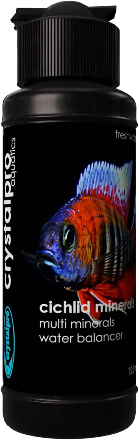 Crystalpro Cichlid Minerals 4.22 Oz - Mineral Additive for Cichlids Replenishes Protective Coat Improves Respiration and General Health Freshwater Aquarium Salt (125 ml) Treats 660 Gallons
