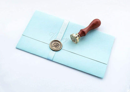 Wax Seal Stamper, VOOSEYHOME Initial Handwritten Letter Alphabet B Stamp with Rosewood Handle, Decorating on Invitations Mail Envelopes Cards Books for Birthday Themed Party Wedding Signature