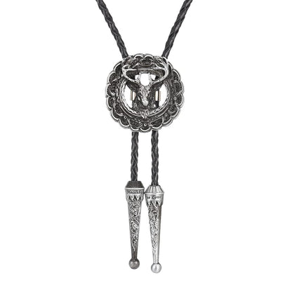 HUABOLA CALYN Bolo tie, Native American Elk Bolo Tie Rodeo Cowboy Leather Necktie Western Necklace Costume Accessories for Men Women