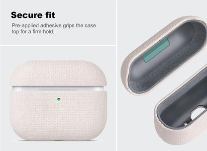 Haobobro Handmade Case - for AirPods Pro 2 Case Cover - Selected Skin-Friendly Vegan Leather, Woolen Fabric Cloth Style, Drop Protective Hard Cover for AirPods Pro 2nd Generation Earbuds - White