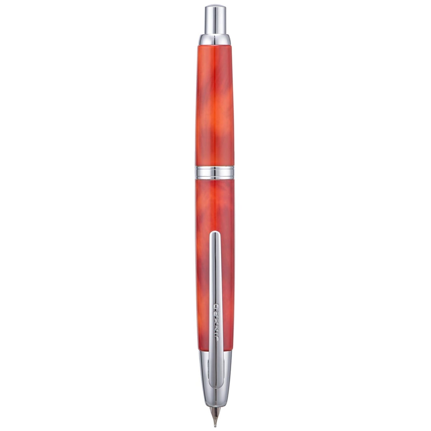 Jinhao 10 Press Fountain Pen with Box, Volcanic Red Retractable Extra Fine Nib with Ink Converter Set (Silver Clip)