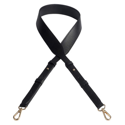 BEAULEGAN Wide Purse Strap Replacement - Microfiber Leather - 51 Inch Long Adjustable for Crossbody Shoulder Bag, Black/Gold