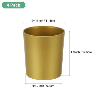 M METERXITY 4-Pack Plastic Plant Pots, 4 Inch Plastic Planters Round Flower Planter Containers Flower Pots for Indoor/Outdoor/Garden, Plant Holder [Gold Tone]