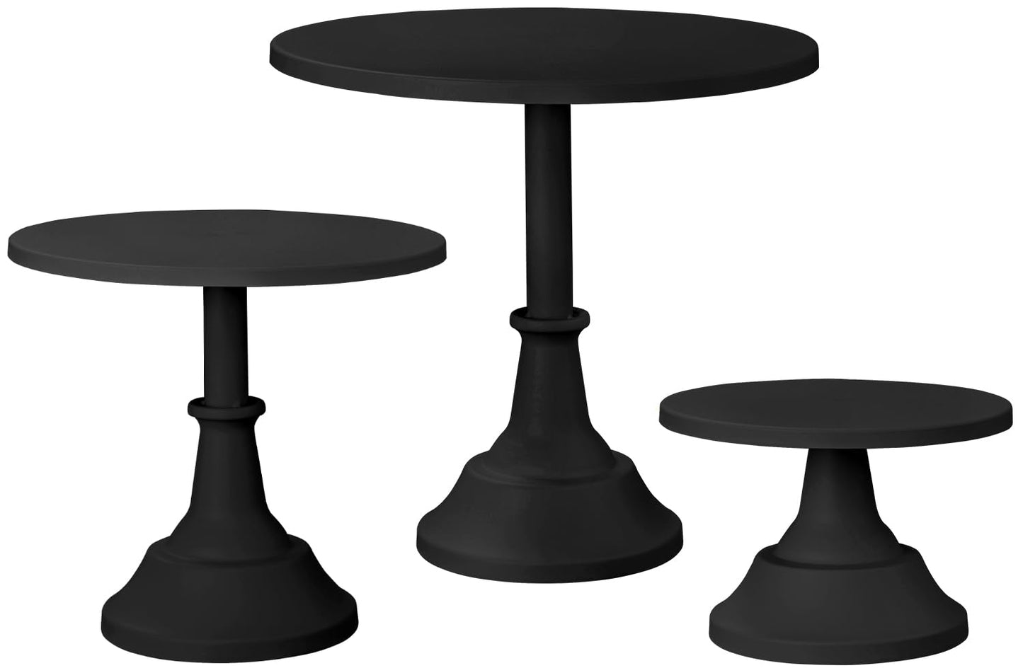 HBlife 3-PCS Black Cake Stand Set (8"/10"/12" Plate) for 6-10 Inch Cakes, Perfect Dessert Table Display Set, Cupcake&Cake Stands for Halloween, Black and Gold Party Decorations (Metal)