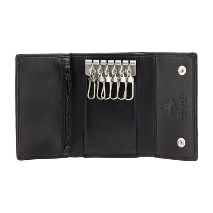 Visconti 1178 Genuine Leather Mens Slim Key Case Wallet/Key Chain Wallet/Key Holder Wallet (Black)