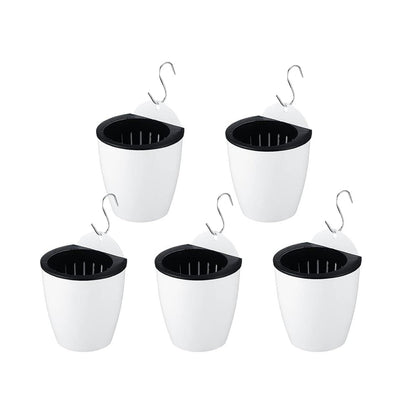 Spotact PP Plants Pots for Indoor Outdoor Gardening Hanging Self-Watering Flower Pots with Drainage Holes, Modern Planters for Houseplants Succulents Herbs (5, Medium)